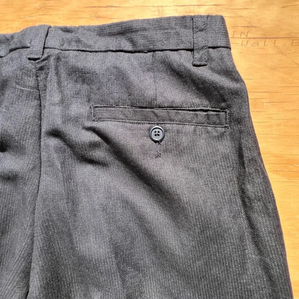 Alfani Mens Black Linen Blend Dress Pants Flat Front Straight Leg 30x30